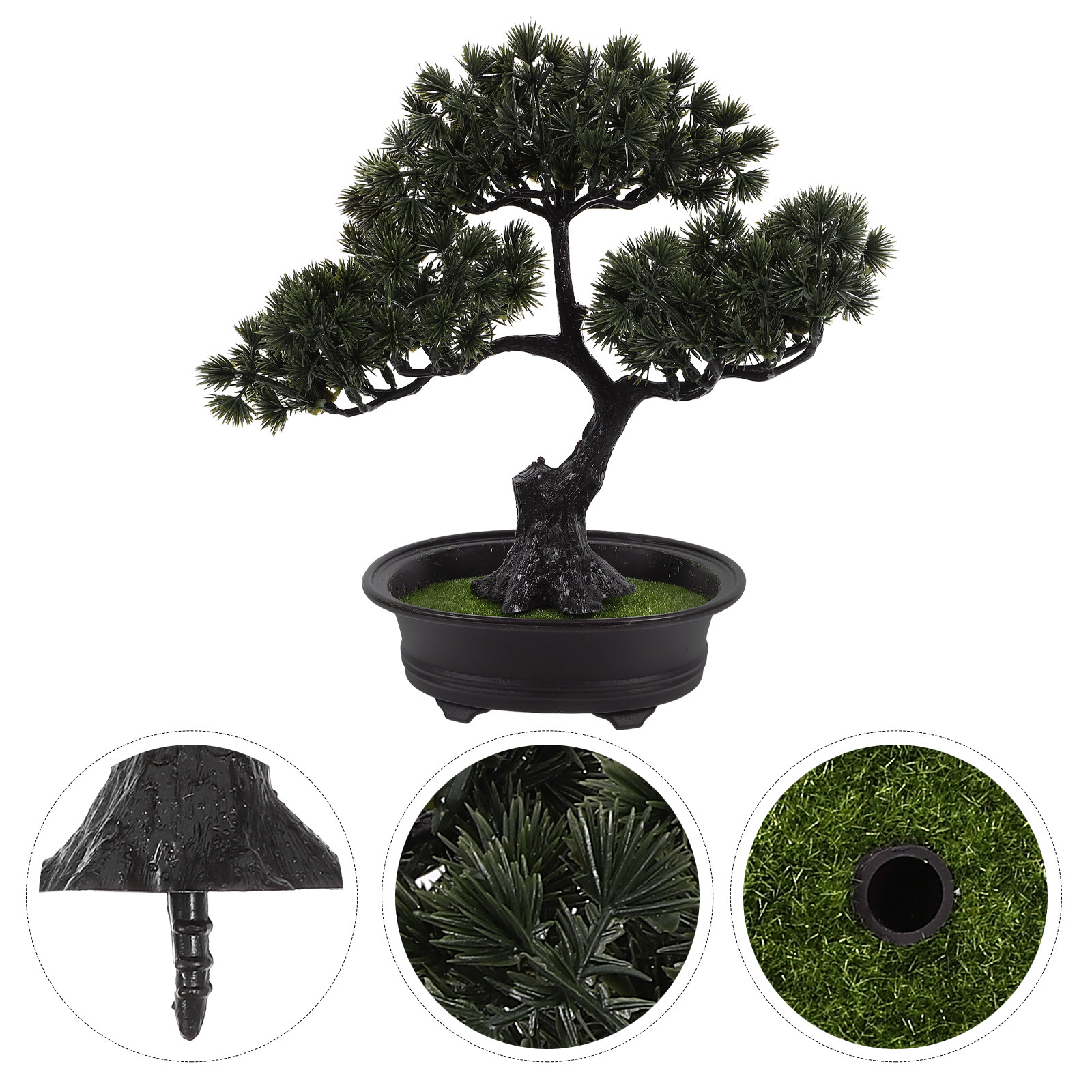 Bonsai Tree Zen Garden - ต้นบอนไซเทียมที่ดูเหมือนจริง ต้นสนต้อนรับเสมือนจริง ต้นไม้ปลอมในกระถางสำหรับตกแต่งสวนเซน บ้าน สำนักงาน โต๊ะทำงาน