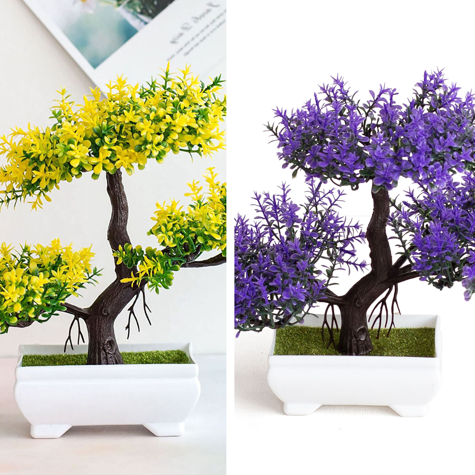 Bonsai Tree Zen Garden - ต้นไม้ประดิษฐ์ตกแต่งในกระถาง บอนไซต้นไม้เล็กในกระถาง ต้นไม้ปลอมในกระถาง ของตกแต่งสวนเซน ของประดับตกแต่งโต๊ะ บ้าน