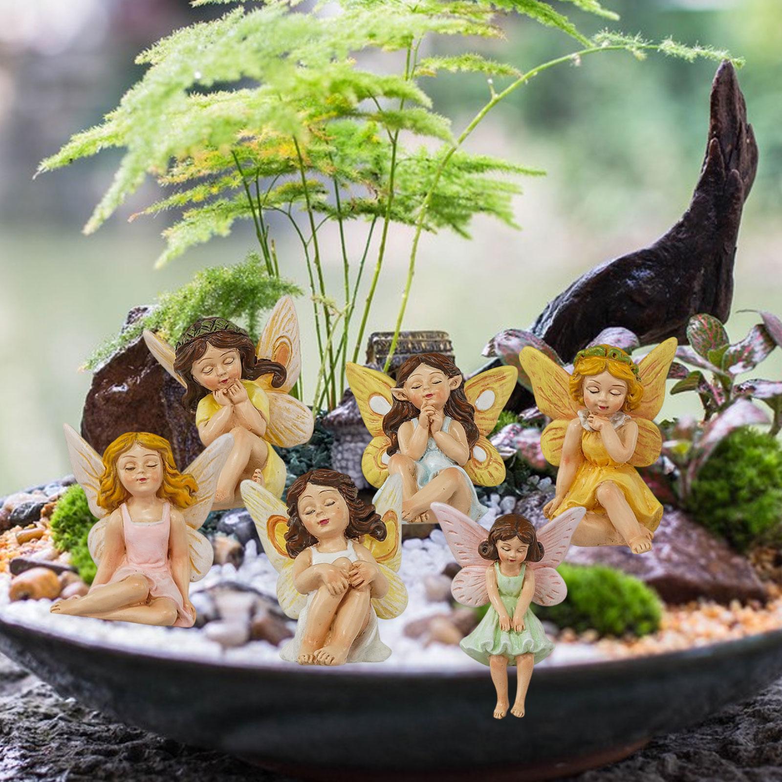 Bonsai Garden Backyard - ชุดอุปกรณ์ตกแต่งสวนเทพนิยาย 6 ชิ้น กระถางต้นไม้ รูปปั้นเทพนิยาย ของตกแต่งรูปปั้นเด็กผู้หญิง