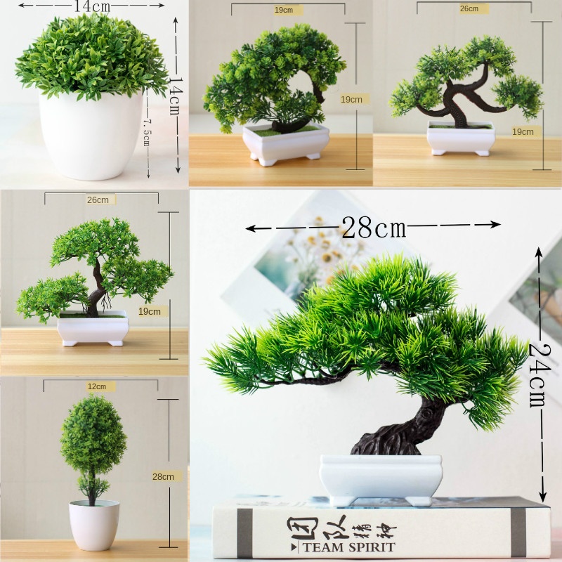 Bonsai Garden Sushi - ใหม่สีเขียวพืชประดิษฐ์บอนไซต้นไม้ขนาดเล็กหญ้าดอกไม้กระถางบอนไซฮาโลวีนงานแต่งงาน Christmas Party Home office decor