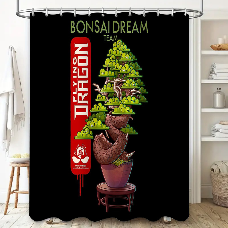 ม่านอาบน้ำลายต้นบอนไซญี่ปุ่น ส - Bonsai Tree Zen Garden บทวิจารณ์และราคา