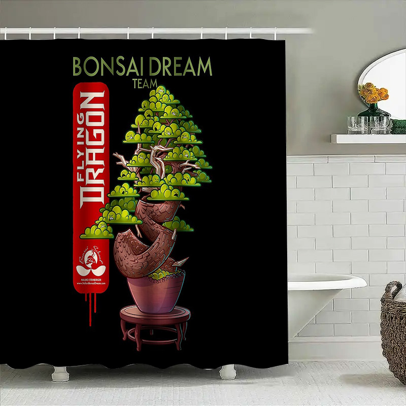 ม่านอาบน้ำลายต้นบอนไซญี่ปุ่น ส - Bonsai Tree Zen Garden บทวิจารณ์และราคา